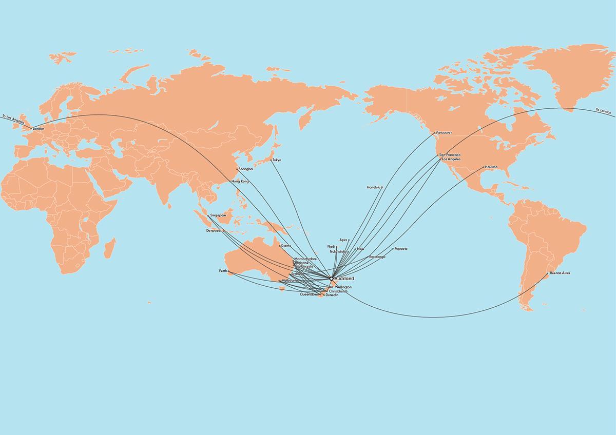 ер нов зеланд маршрутата на мапата меѓународни