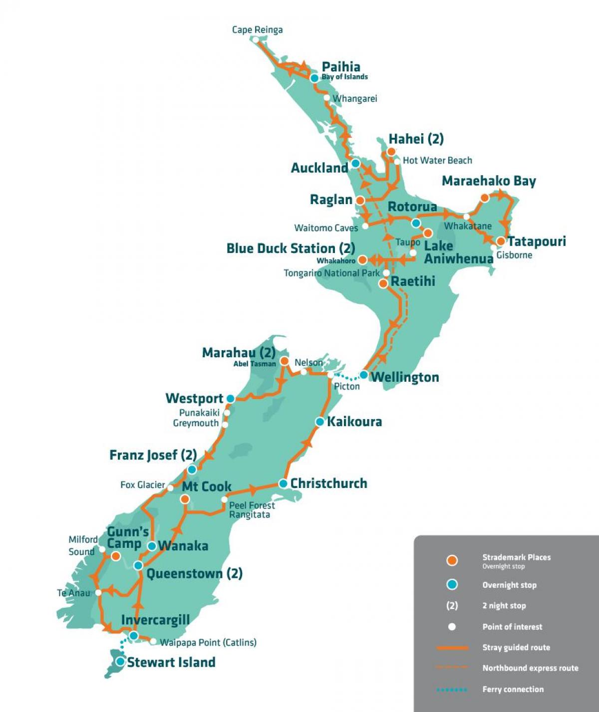 нов зеланд туристички атракции на мапата